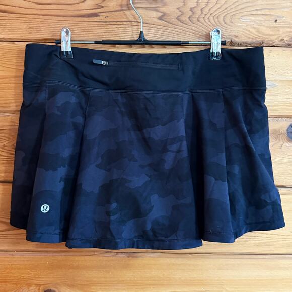 Lululemon Pace Rival Mid Rise Skirt Size 10 black Camo - Picture 2 of 5